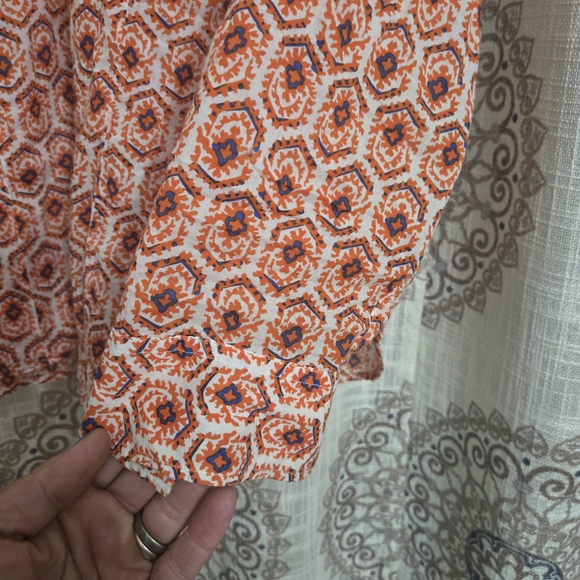Talbots Orange Patterned Blouse - Picture 4 of 5